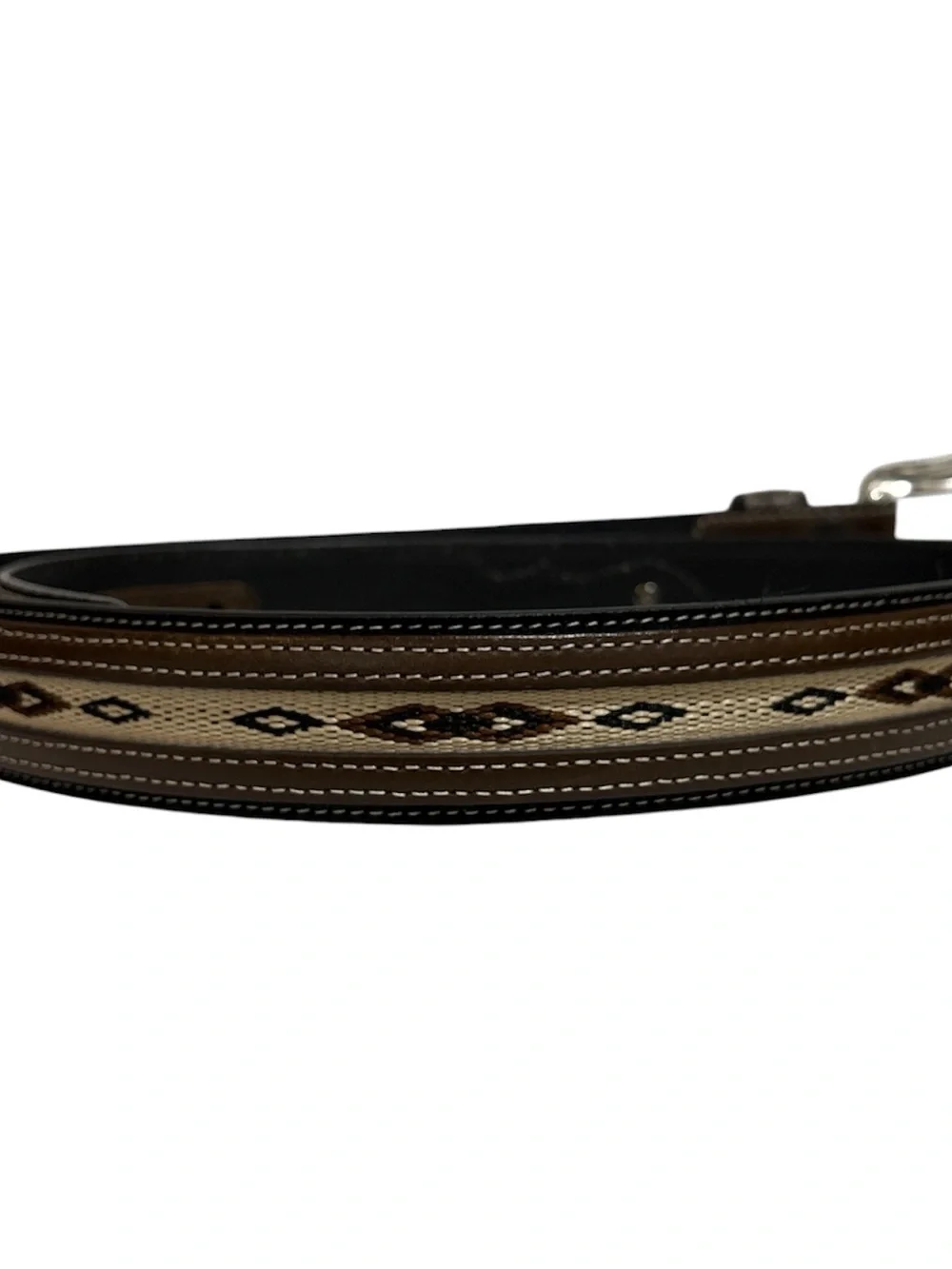 Nocona Western Men Belt Sz 42 Southwest Black Brown/Silver Conch is-N2475701